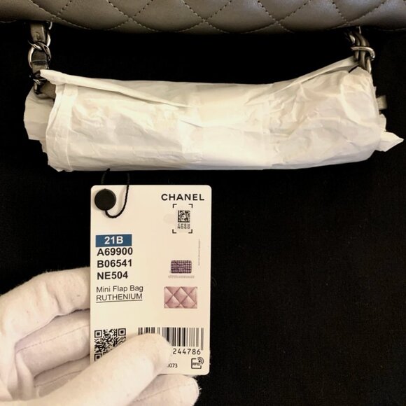 Chanel 21B CC Classic Mini Rectangular Lambskin Quilted Flap Bag - Ruthenium - Picture 15 of 16